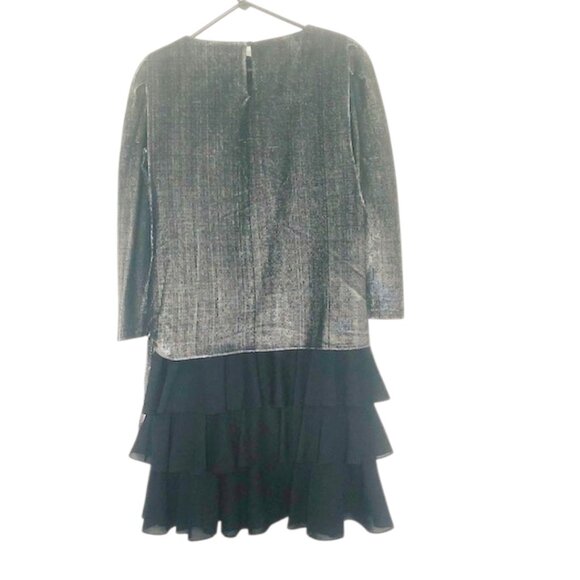 Silver Metallic Black Sheath Dress 14 - Picture 6 of 7